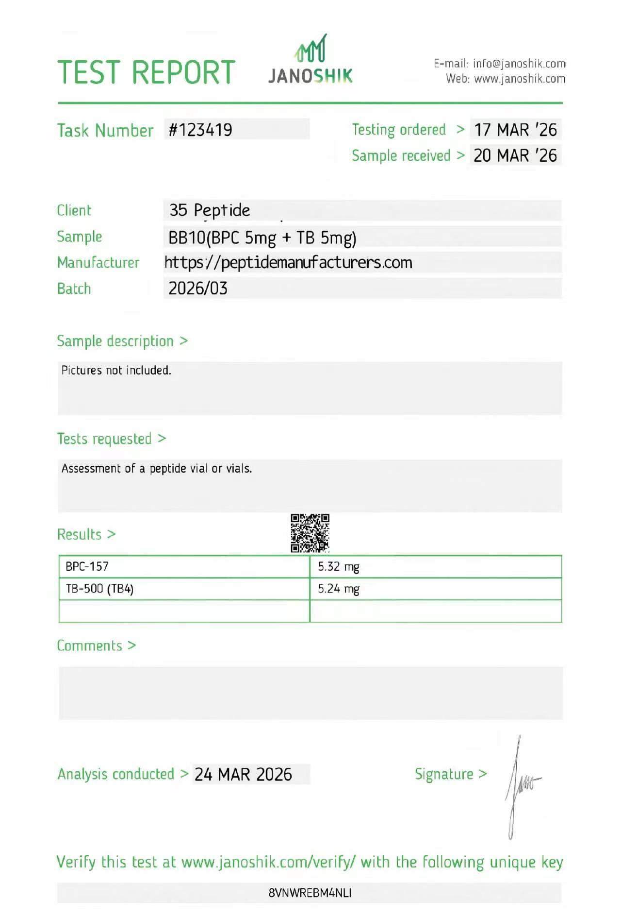 Certificate of Analysis